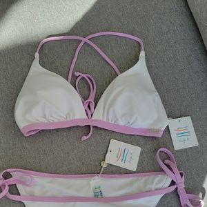 White Triangle criss cross bikini top and bottom